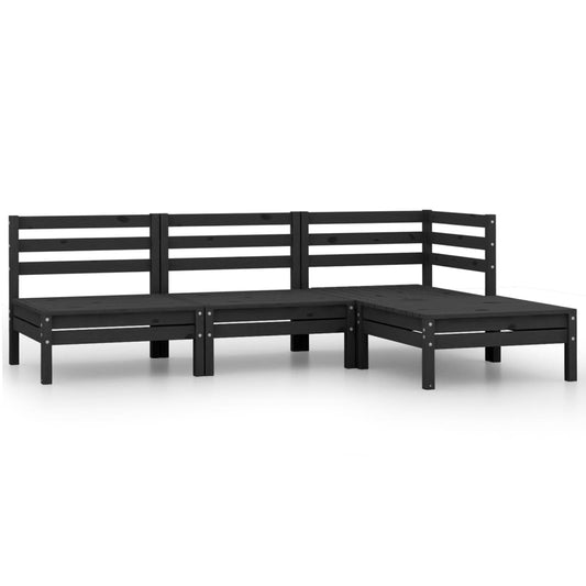 vidaXL 4 Piece Garden Lounge Set Solid Pinewood Black