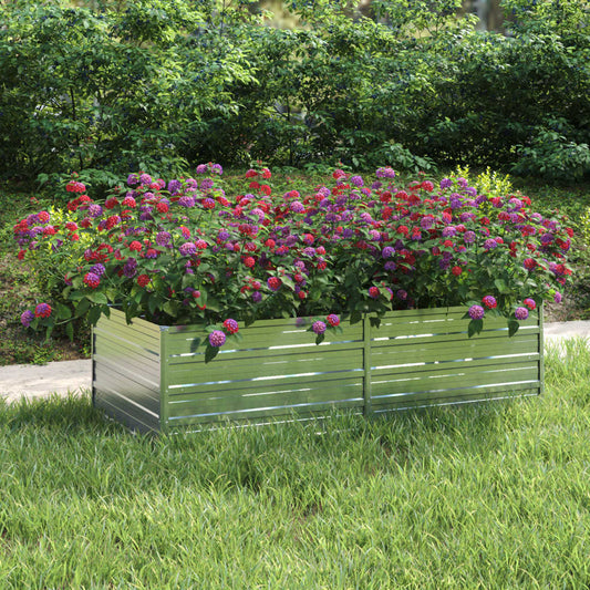 vidaXL Garden Raised Bed 160x80x45 cm Galvanized Steel Silver