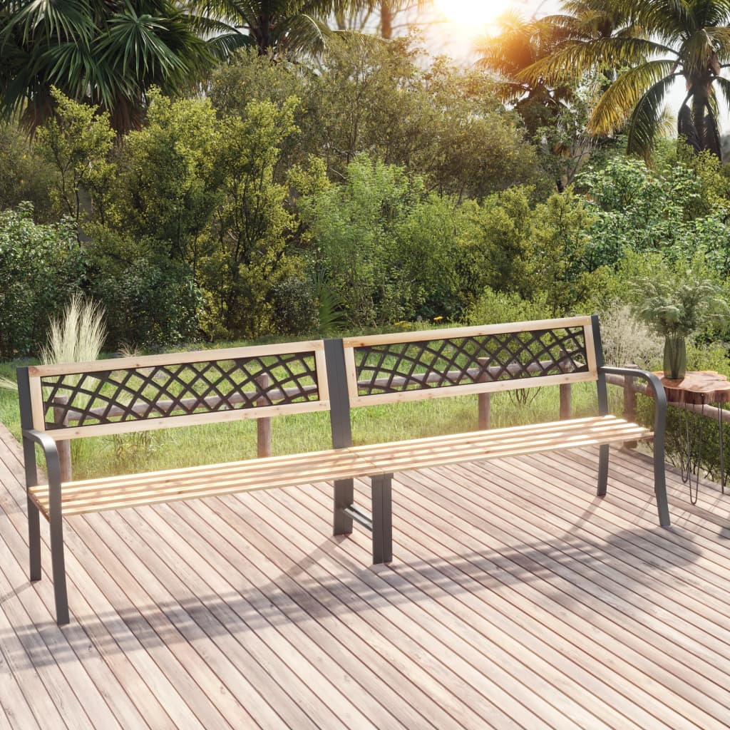 vidaXL Twin Garden Bench 238 cm Chinese Fir Wood