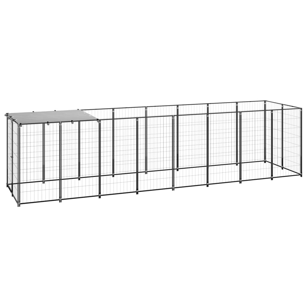 vidaXL Dog Kennel Black 4.84 mŒ_ Steel