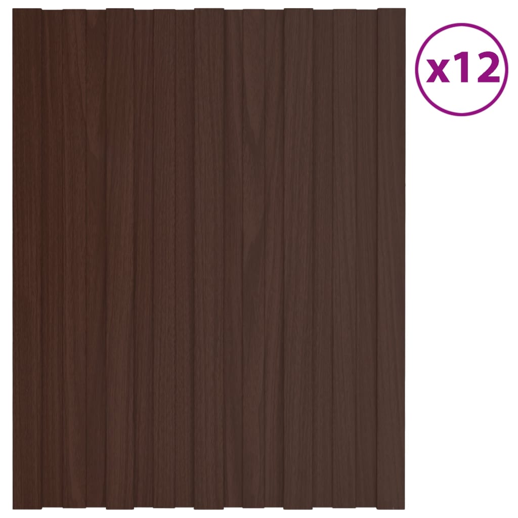 vidaXL Roof Panels 12 pcs Galvanised Steel Brown 60x45 cm