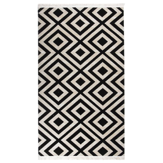 vidaXL Outdoor Rug Flatweave 115x170 cm Black and Beige