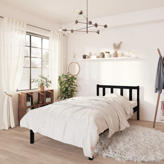 vidaXL Bed Frame Black Solid Wood Pine 90x190 cm Single