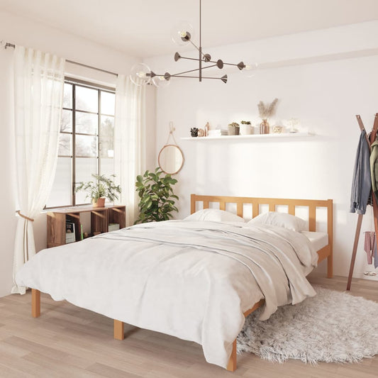 vidaXL Bed Frame Honey Brown Solid Wood Pine 120x190 cm Small Double