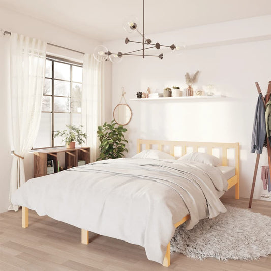 vidaXL Bed Frame Solid Wood Pine 135x190 cm Double