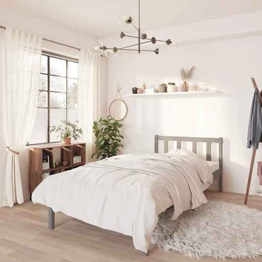 vidaXL Bed Frame Grey Solid Pinewood 90x200 cm