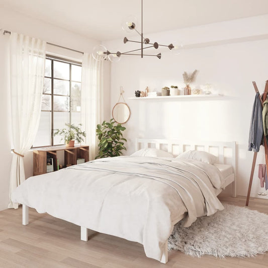 vidaXL Bed Frame White Solid Pinewood 140x200 cm