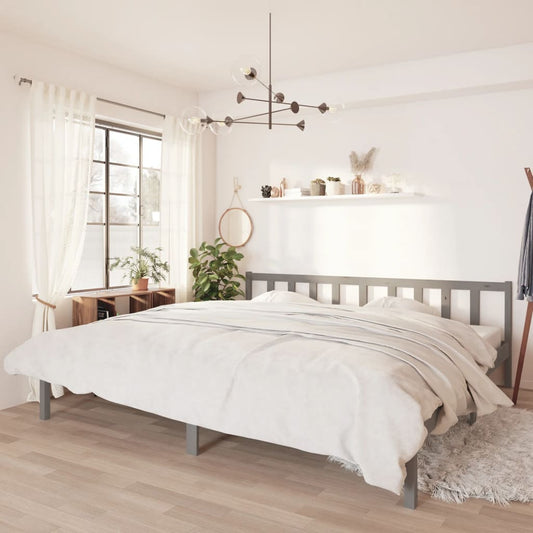 vidaXL Bed Frame Grey Solid Pinewood 200x200 cm