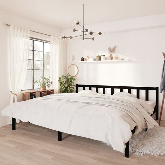 vidaXL Bed Frame Black Solid Pinewood 200x200 cm