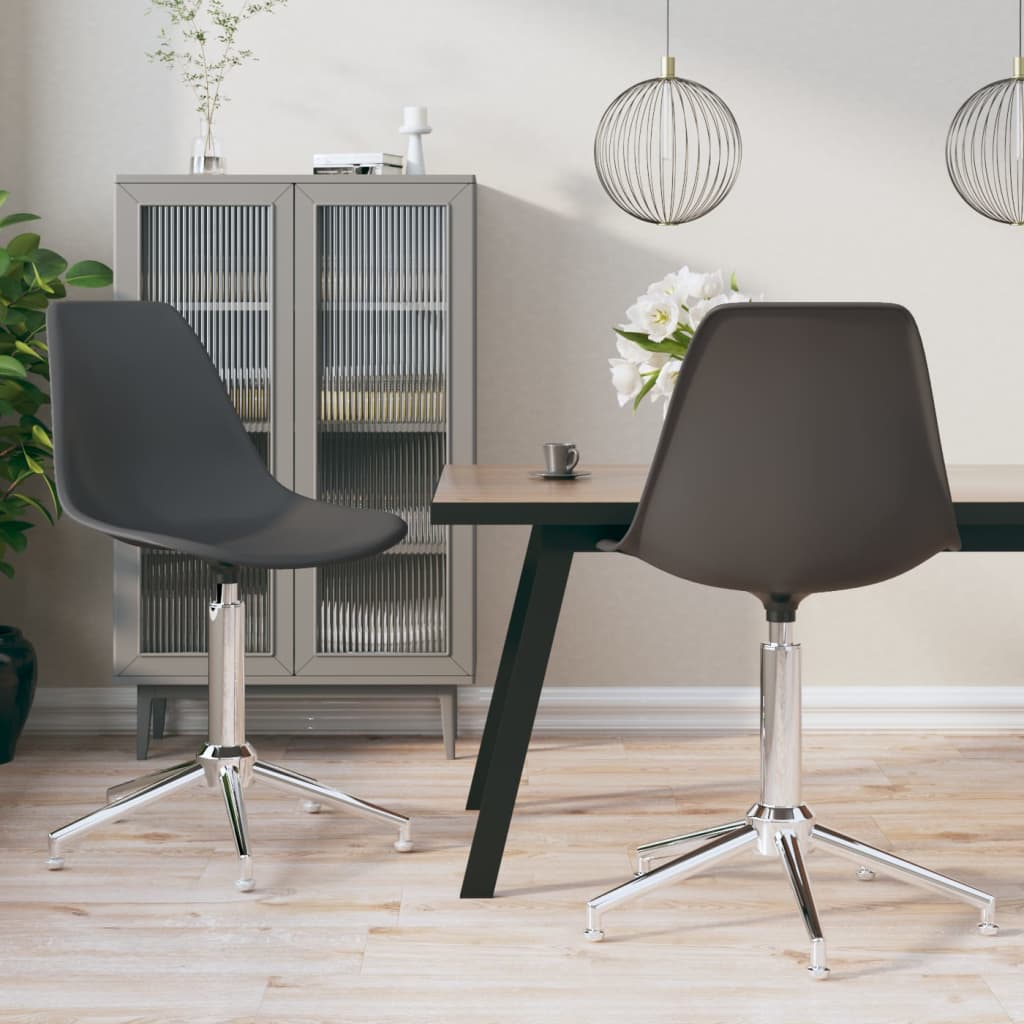vidaXL Swivel Dining Chairs 2 pcs Light Grey PP