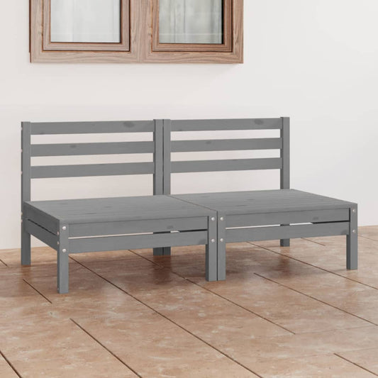 vidaXL Garden 2-Seater Sofa Grey Solid Pinewood