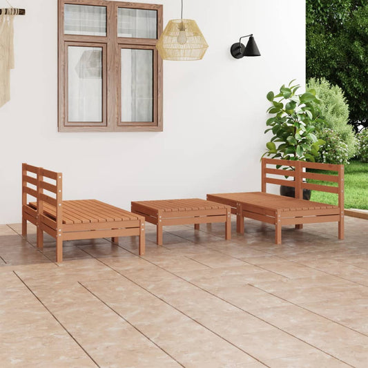 vidaXL 5 Piece Garden Lounge Set Honey Brown Solid Pinewood