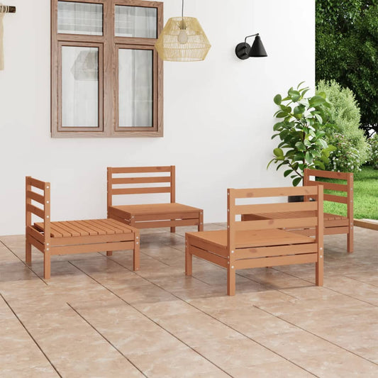 vidaXL 4 Piece Garden Lounge Set Honey Brown Solid Pinewood