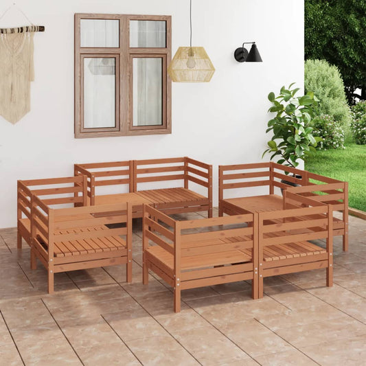vidaXL 8 Piece Garden Lounge Set Honey Brown Solid Pinewood