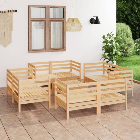 vidaXL 9 Piece Garden Lounge Set Solid Pinewood