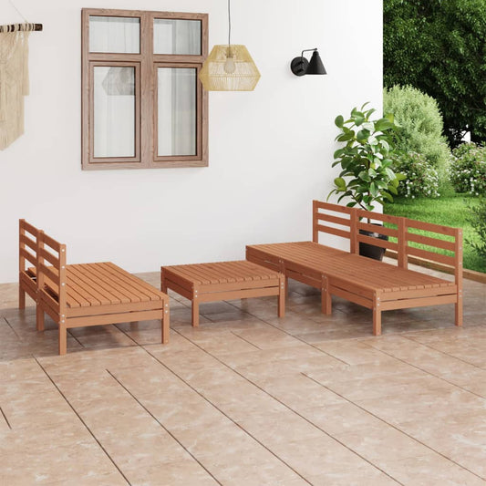 vidaXL 6 Piece Garden Lounge Set Honey Brown Solid Pinewood