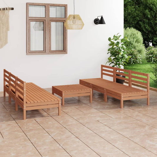 vidaXL 7 Piece Garden Lounge Set Honey Brown Solid Pinewood