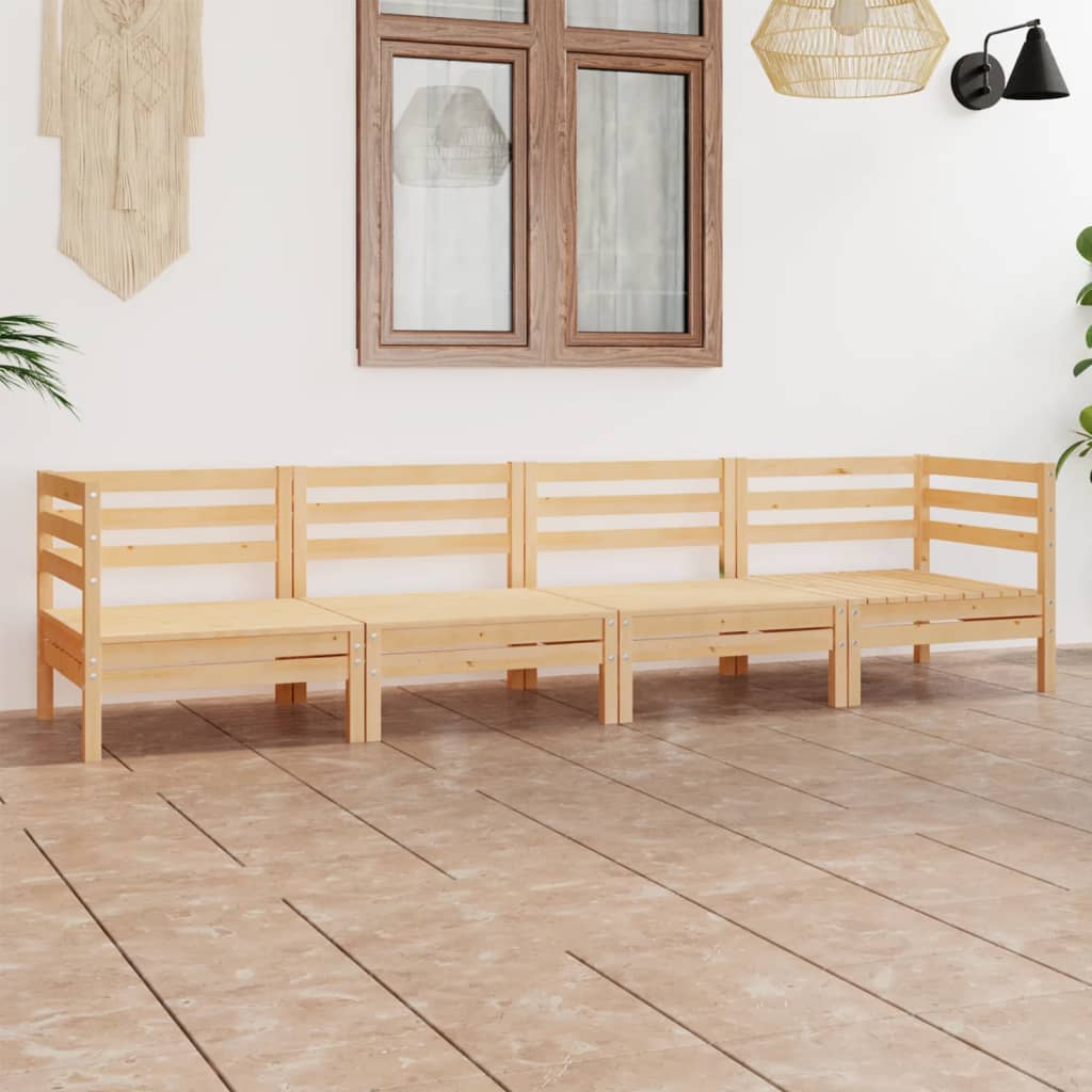 vidaXL 4 Piece Garden Lounge Set Solid Pinewood