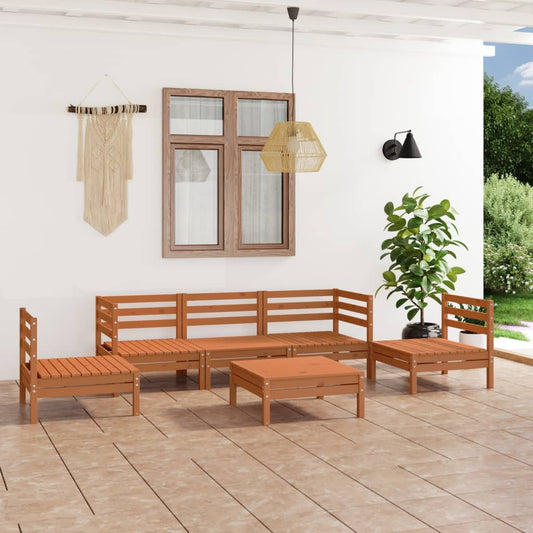 vidaXL 6 Piece Garden Lounge Set Honey Brown Solid Pinewood
