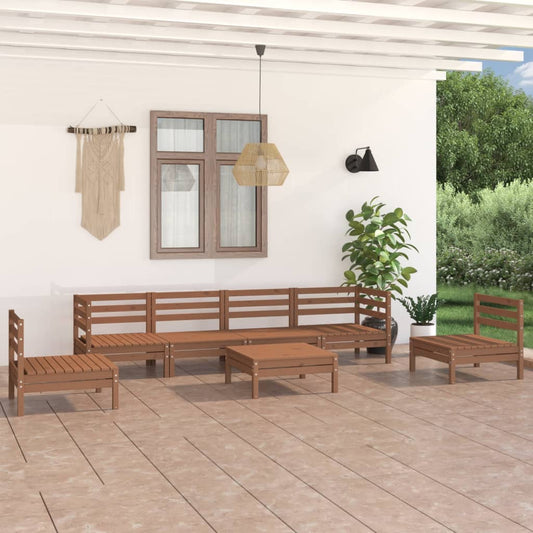vidaXL 7 Piece Garden Lounge Set Honey Brown Solid Pinewood