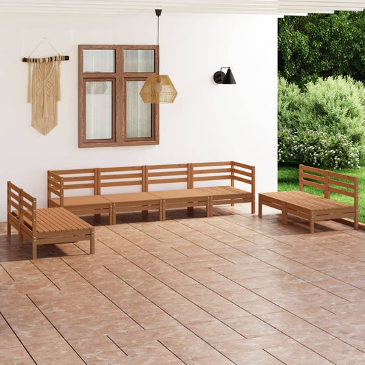 vidaXL 8 Piece Garden Lounge Set Honey Brown Solid Pinewood