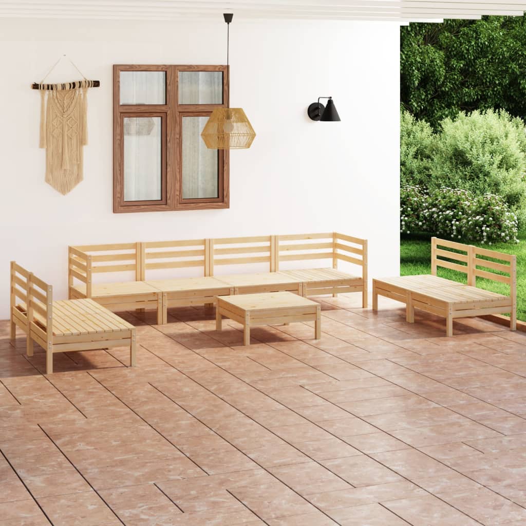 vidaXL 9 Piece Garden Lounge Set Solid Pinewood