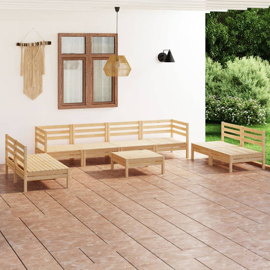 vidaXL 9 Piece Garden Lounge Set Solid Pinewood