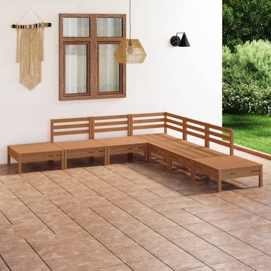 vidaXL 7 Piece Garden Lounge Set Solid Pinewood Honey Brown