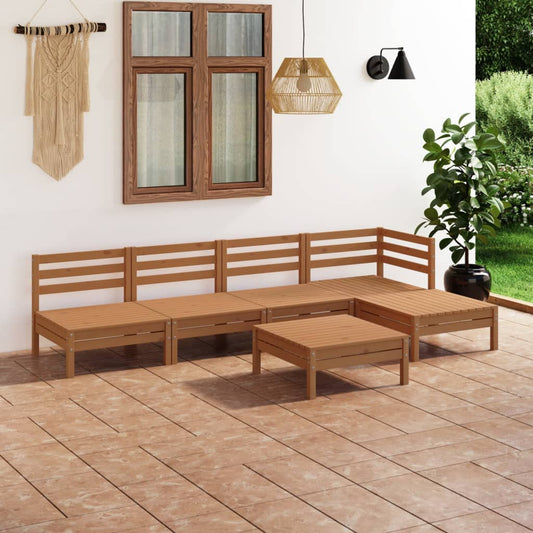 vidaXL 6 Piece Garden Lounge Set Solid Pinewood Honey Brown