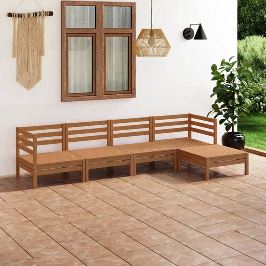 vidaXL 5 Piece Garden Lounge Set Solid Pinewood Honey Brown