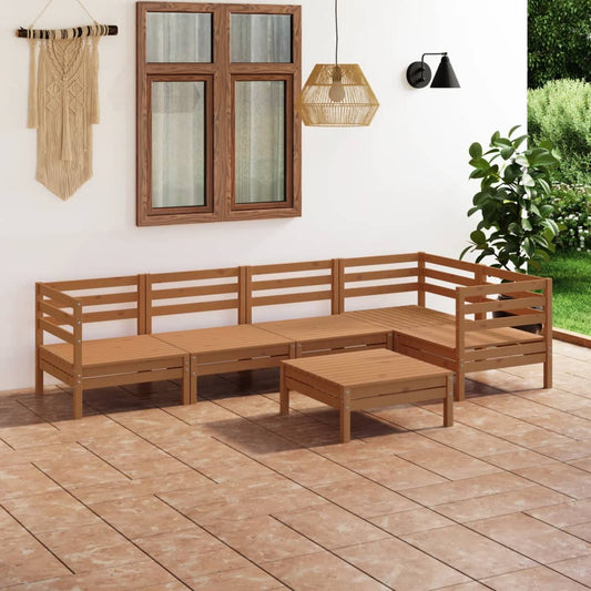 vidaXL 6 Piece Garden Lounge Set Solid Pinewood Honey Brown