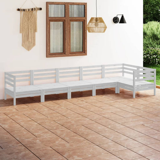 vidaXL 6 Piece Garden Lounge Set Solid Pinewood White