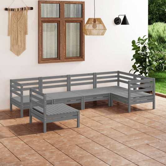 vidaXL 6 Piece Garden Lounge Set Solid Pinewood Grey