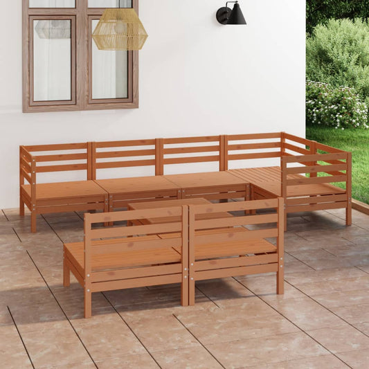 vidaXL 8 Piece Garden Lounge Set Solid Pinewood Honey Brown