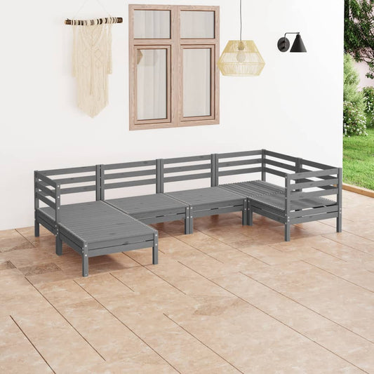 vidaXL 6 Piece Garden Lounge Set Solid Wood Pine Grey
