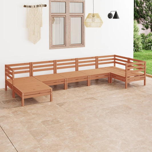 vidaXL 7 Piece Garden Lounge Set Solid Wood Pine Honey Brown