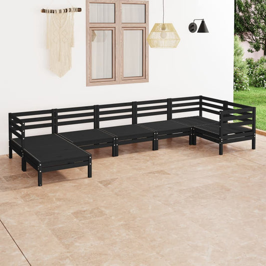 vidaXL 7 Piece Garden Lounge Set Solid Wood Pine Black