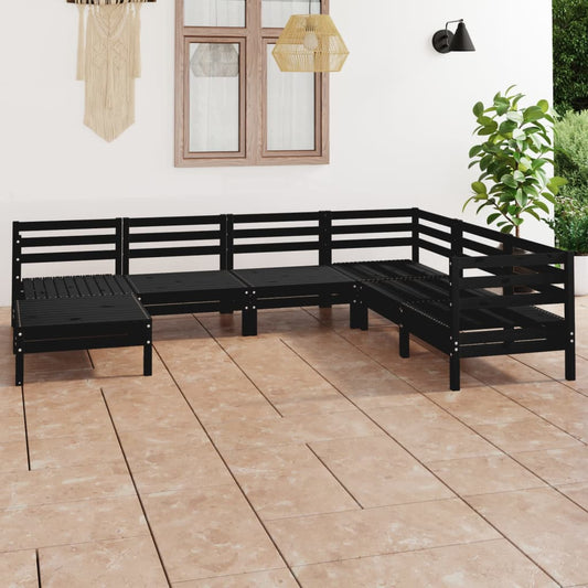 vidaXL 7 Piece Garden Lounge Set Solid Wood Pine Black