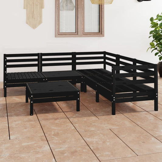 vidaXL 6 Piece Garden Lounge Set Solid Wood Pine Black