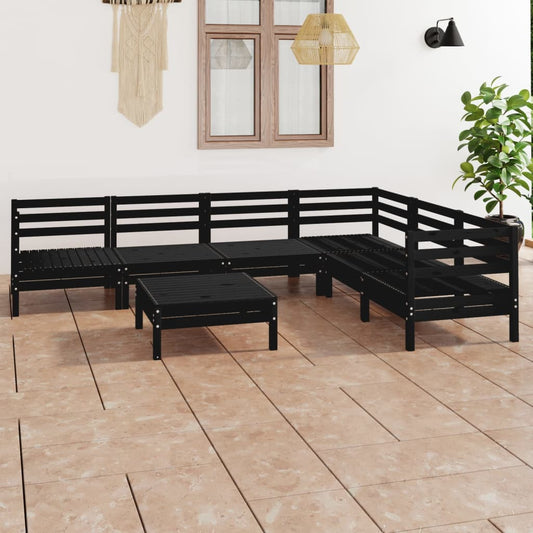 vidaXL 7 Piece Garden Lounge Set Solid Wood Pine Black
