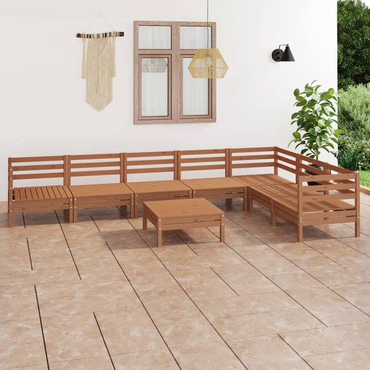 vidaXL 8 Piece Garden Lounge Set Solid Wood Pine Honey Brown