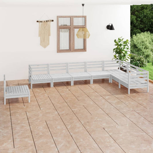 vidaXL 8 Piece Garden Lounge Set Solid Wood Pine White