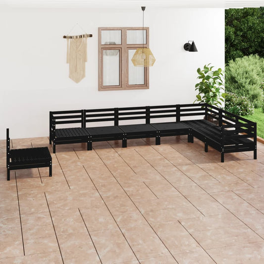 vidaXL 8 Piece Garden Lounge Set Solid Wood Pine Black