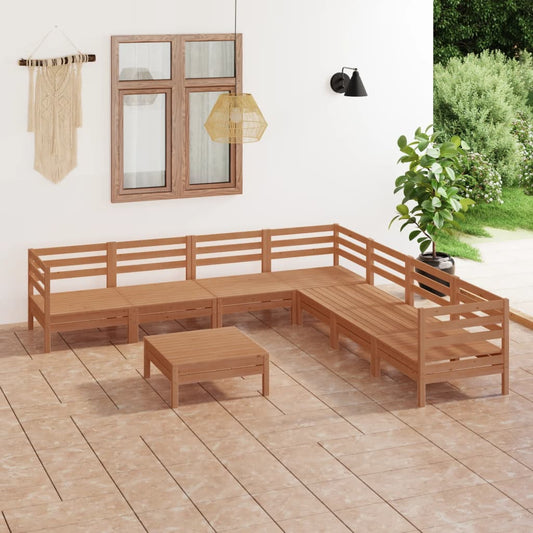 vidaXL 8 Piece Garden Lounge Set Solid Wood Pine Honey Brown