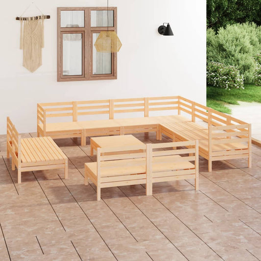 vidaXL 12 Piece Garden Lounge Set Solid Wood Pine