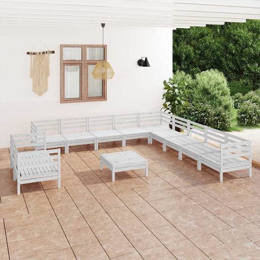 vidaXL 12 Piece Garden Lounge Set Solid Wood Pine White