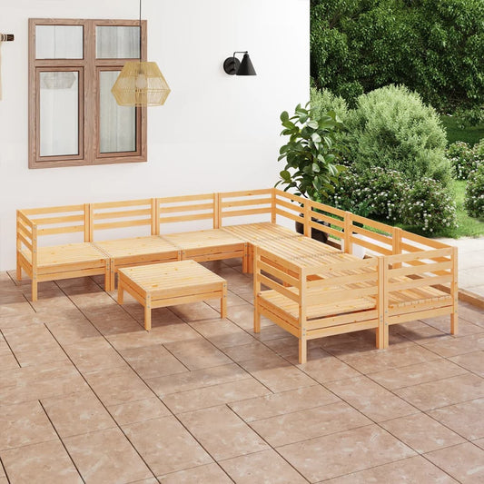 vidaXL 9 Piece Garden Lounge Set Solid Wood Pine