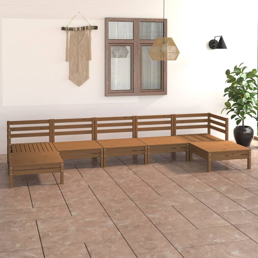 vidaXL 7 Piece Garden Lounge Set Honey Brown Solid Wood Pine