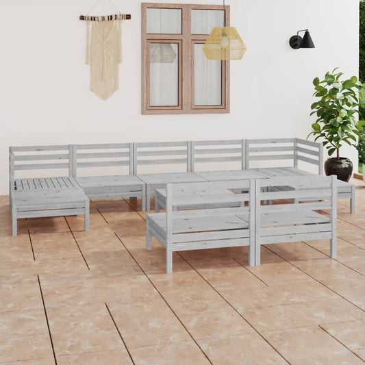 vidaXL 10 Piece Garden Lounge Set White Solid Wood Pine
