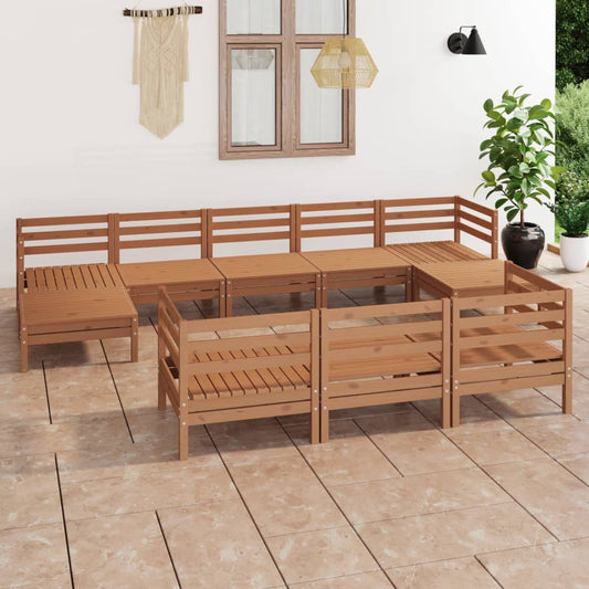 vidaXL 10 Piece Garden Lounge Set Honey Brown Solid Wood Pine